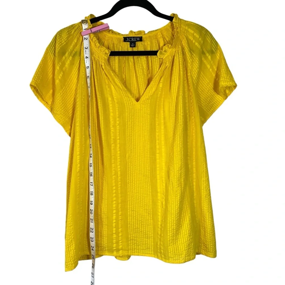 J. Crew Bright Yellow Ruffle V-Neck Blouse - Picture 6 of 11
